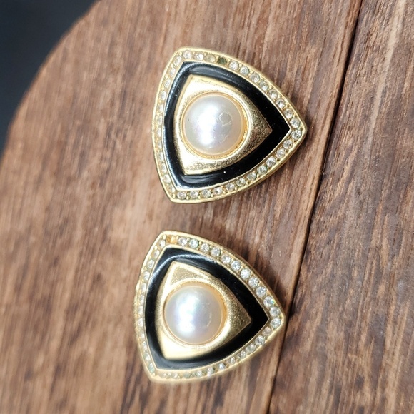 CHRISTIAN DIOR missing two tiny stone clip on authentic earrings stunning!‎ - Picture 1 of 7